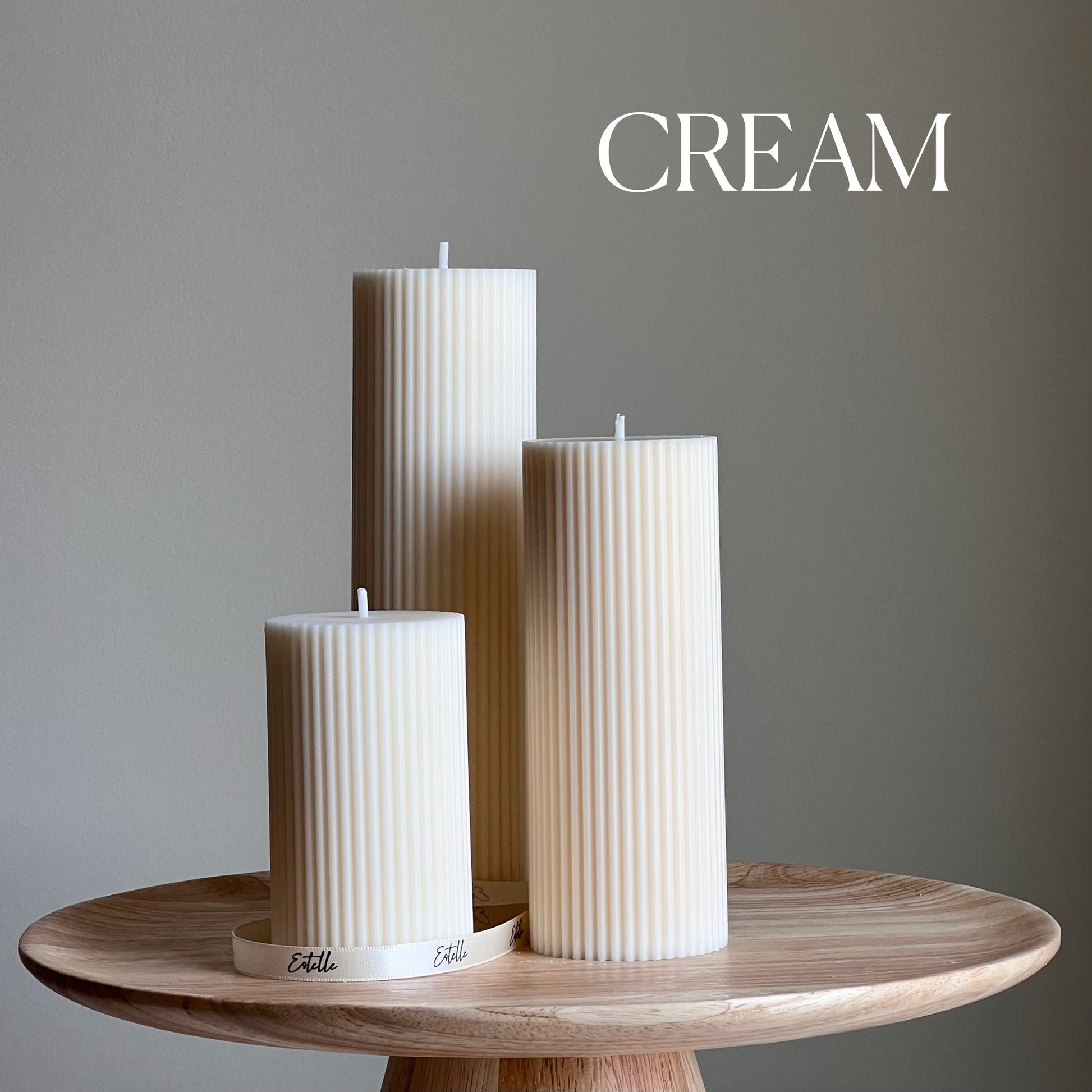 Handmade Ribbed Soy Wax Pillar Candle | Home Decor