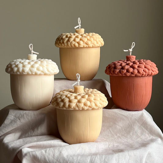 Large Autumn Acorn Candle