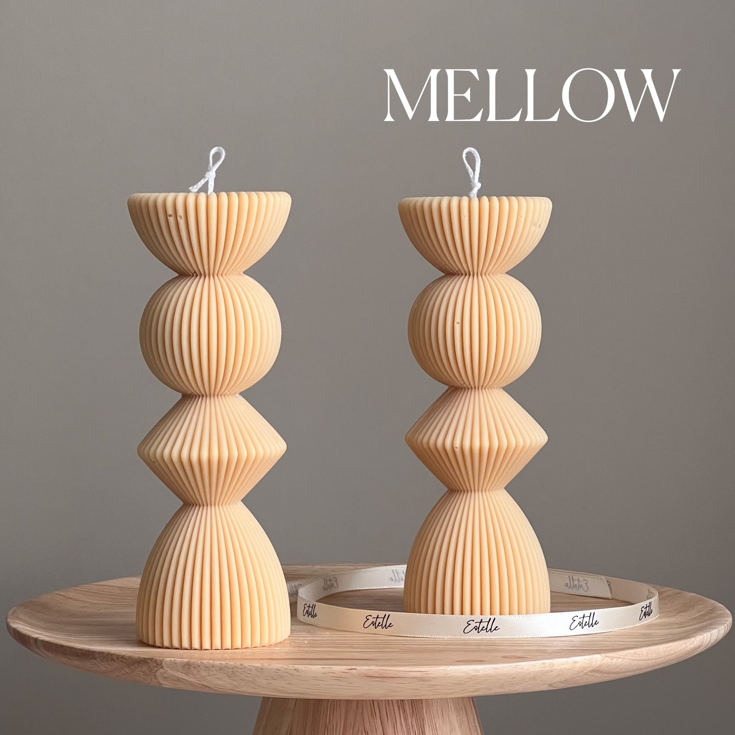 Ribbed Geometric Pillar Candle