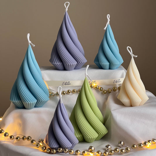 Swirl Stripped Christmas Tree Candle