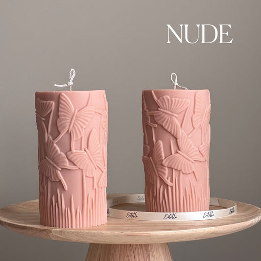 Large Butterfly Pillar Candle