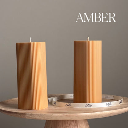 Ribbed Rhomb Pillar Candle