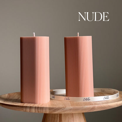 Ribbed Rhomb Pillar Candle