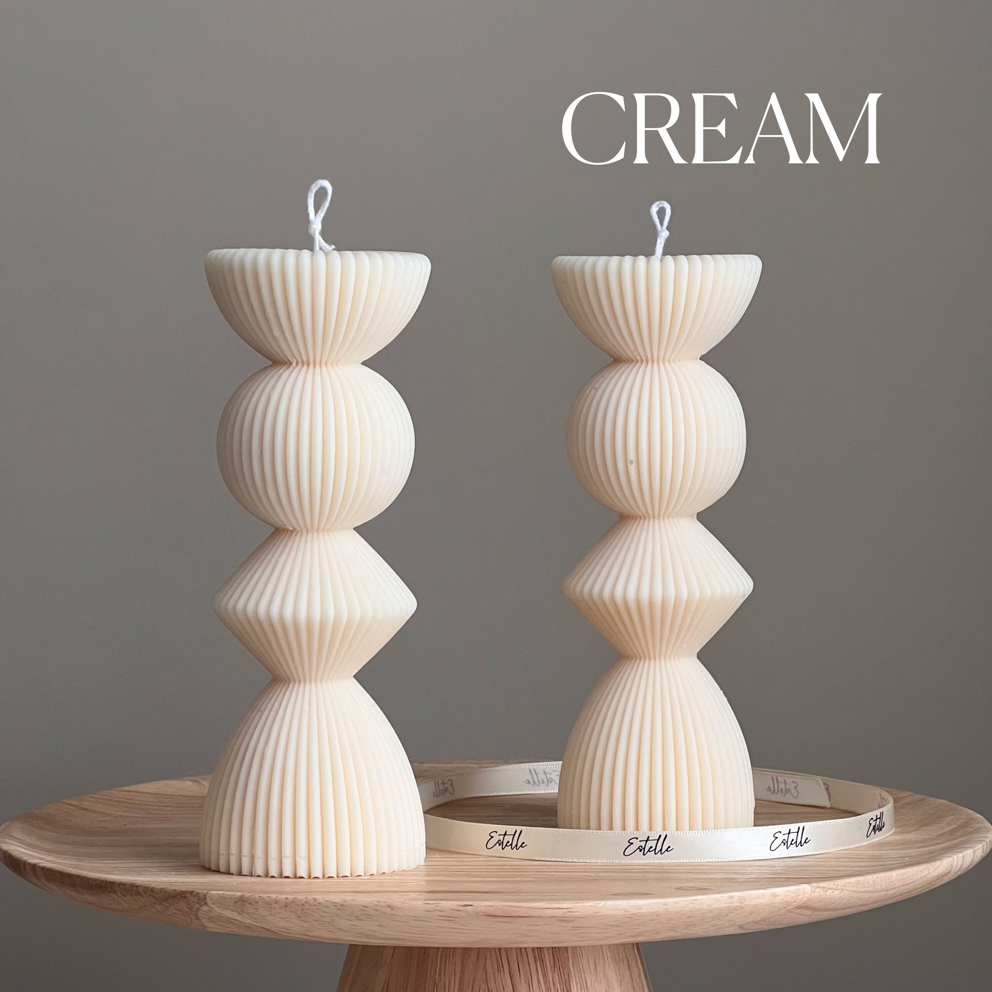 Ribbed Geometric Pillar Candle