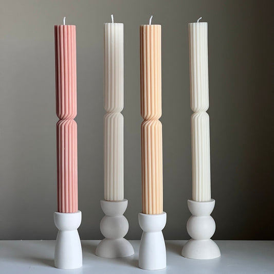 Tall Ribbed Twisted Taper Candle