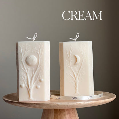 Moon Seasons Triangle Soy Candle | Handmade Pillar Candle