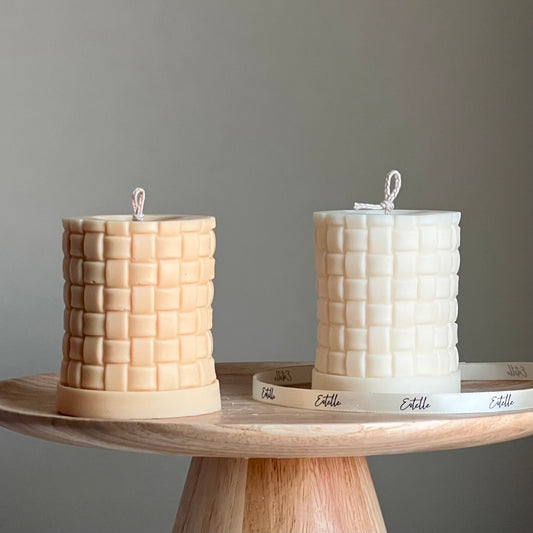 Large Knitted Pillar Candle