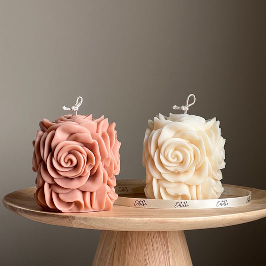 Rose Flower Candle | Trendy Summer Handmade Decorative Candle | Pillar Shaped Candle |Aesthetic Interior Decoration |Unique Vegan Candle