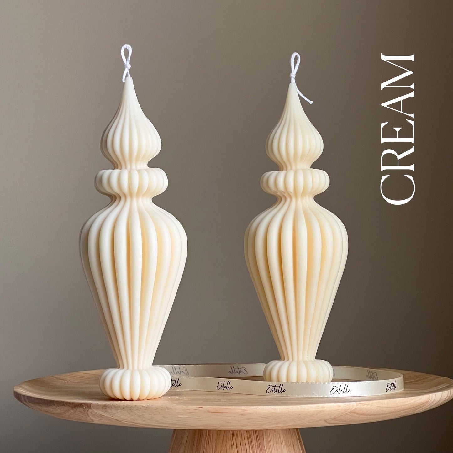 Ribbed Vase Candle | Handmade Decorative Candle | Pillar Vegan Shaped Candle | Aesthetic Boho Home Decor | Gift for Her | Unique Gift Candle