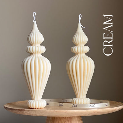 Handmade Ribbed Vase Candle: Vegan Soy Pillar Candle, Boho Home Decor