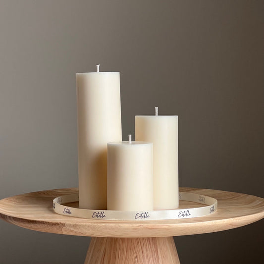 Classic Pillar Candle | Soy Wax Candle | Decorative Candle| Aesthetic Handmade Candle| Shaped White Candle| Unscented Candles| Unique Candle