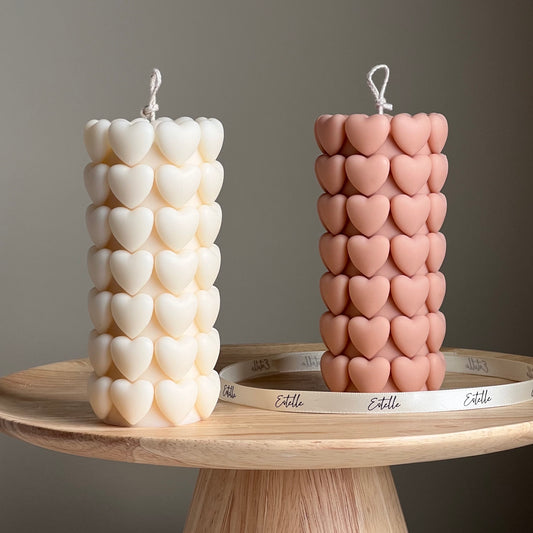 Heart Pillar Candle | Sculptural Pillar Candle | Tall Candle| Custom Color Scent| Aesthetic Soy Pillar Candle| Minimal Home Decoration