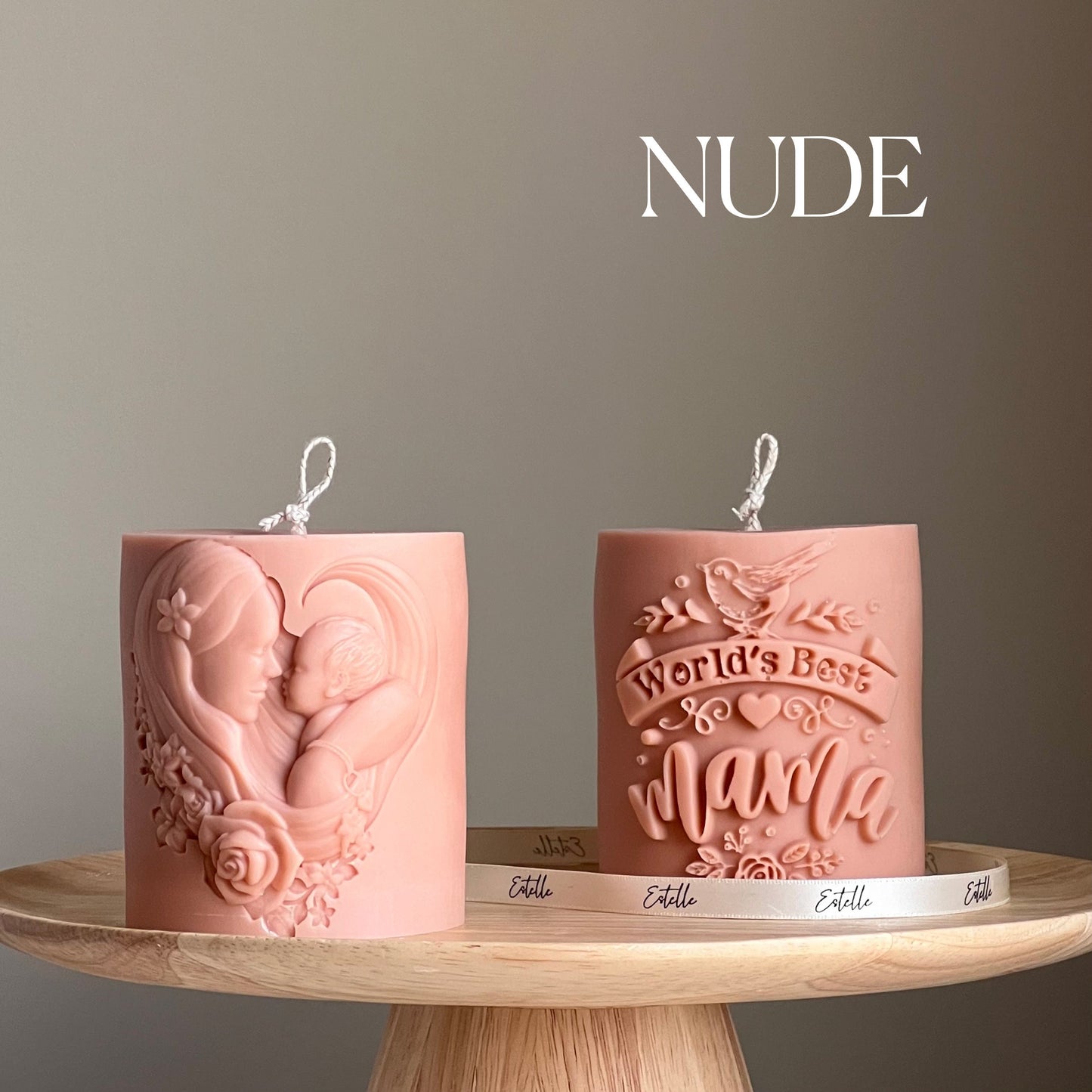 Best Mama Candle | Sculptural Pillar Candle | Mother's Day Gift | Custom Color Scent |Aesthetic Vegan Soy Wax Pillar Candle| Handmade Gift