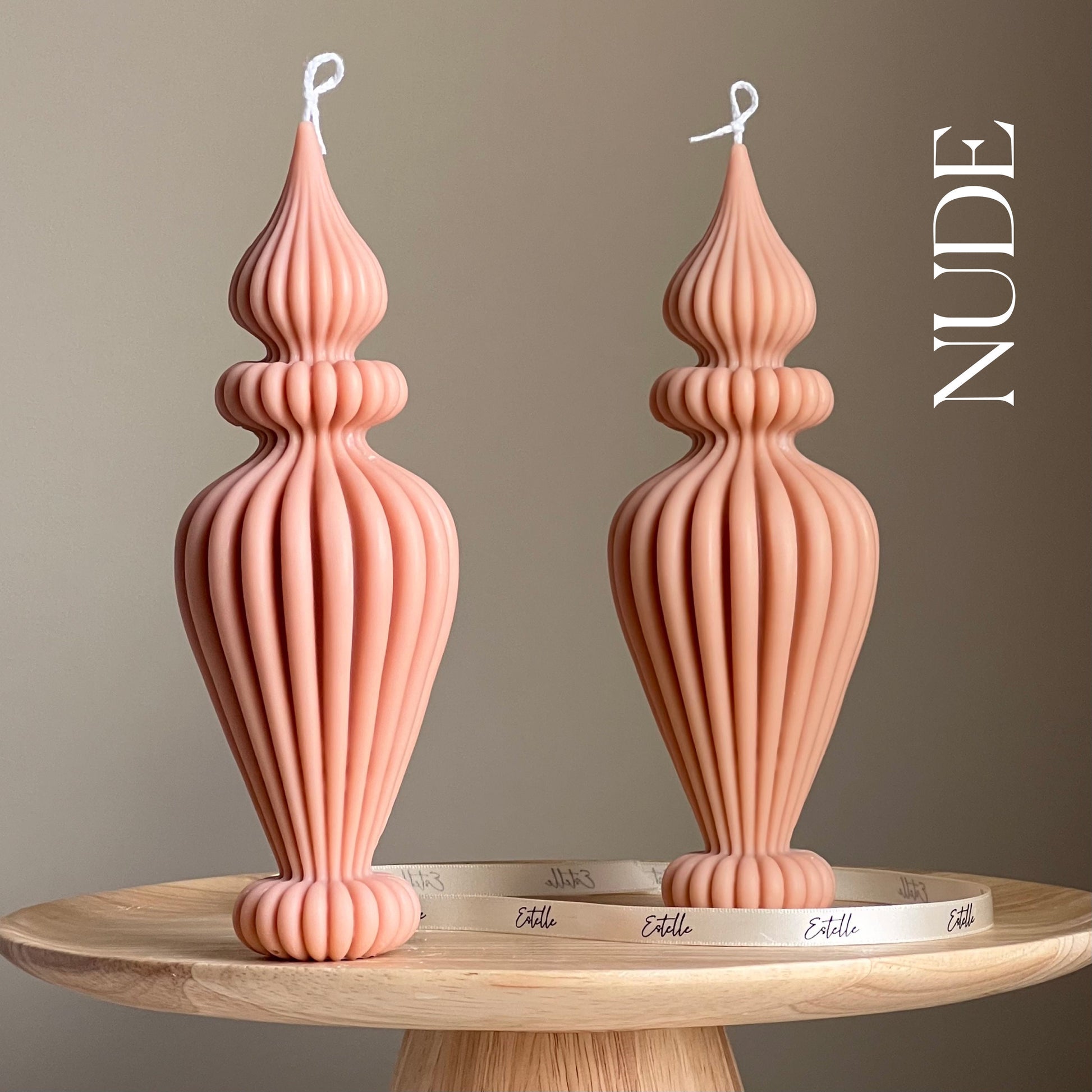 Ribbed Vase Candle | Handmade Decorative Candle | Pillar Vegan Shaped Candle | Aesthetic Boho Home Decor | Gift for Her | Unique Gift Candle