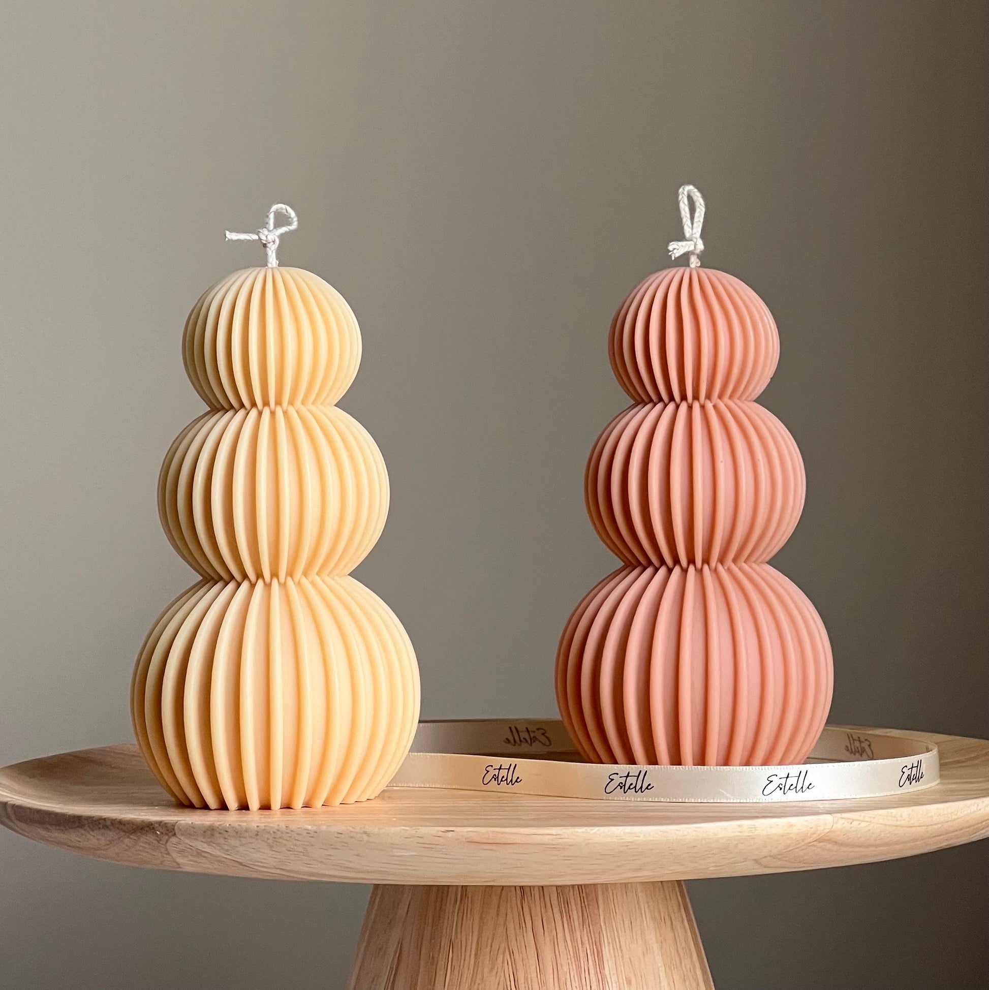 Ribbed Wavy Pillar Candle