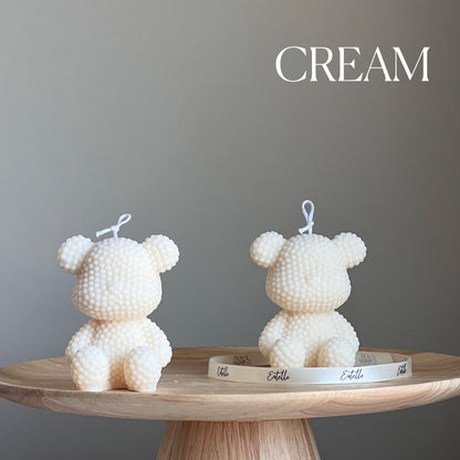 Teddy Bear Candle | Cute Decorative Pillar | Nursery Decor | Soy Wax Vegan Candle | Baby Shower Gift | Unique Candle | Unsented Soy Candle |