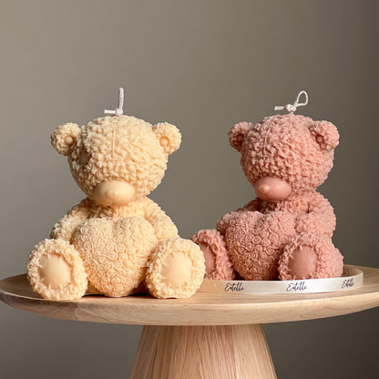 Handmade Teddy Bear Soy Wax Candle: Nursery Decor Gift