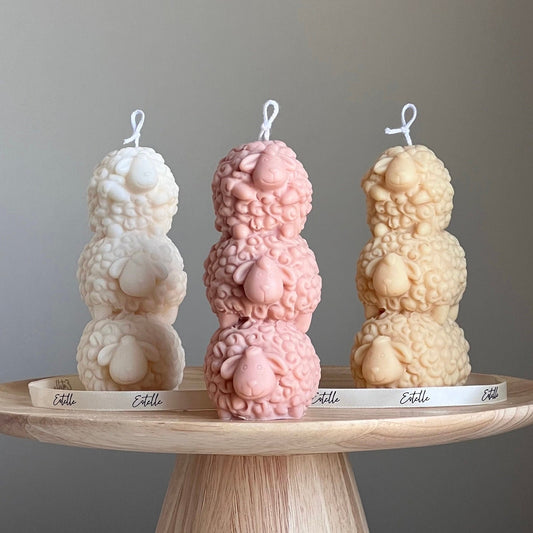 Handmade Three Sheep Soy Wax Candle | Nursery Decoration