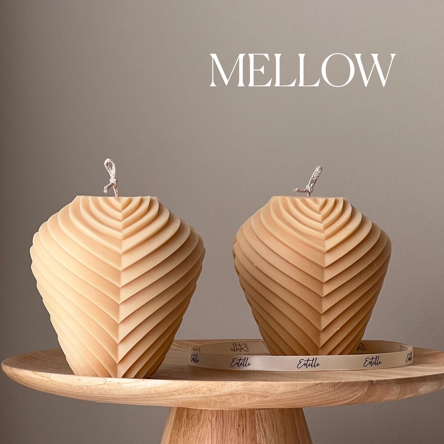 Large Ribbed Candle: Handmade Soy Wax Pillar Candle