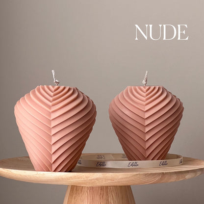 Large Ribbed Candle | Trendy Rope Handmade Decorative Candle | Pillar Shaped Candle | Aesthetic Interior Decoration | Unique Candle