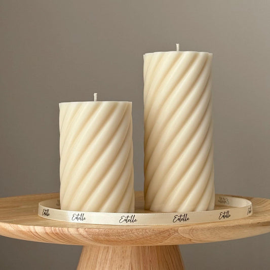 Swirl Pillar Candle Duo