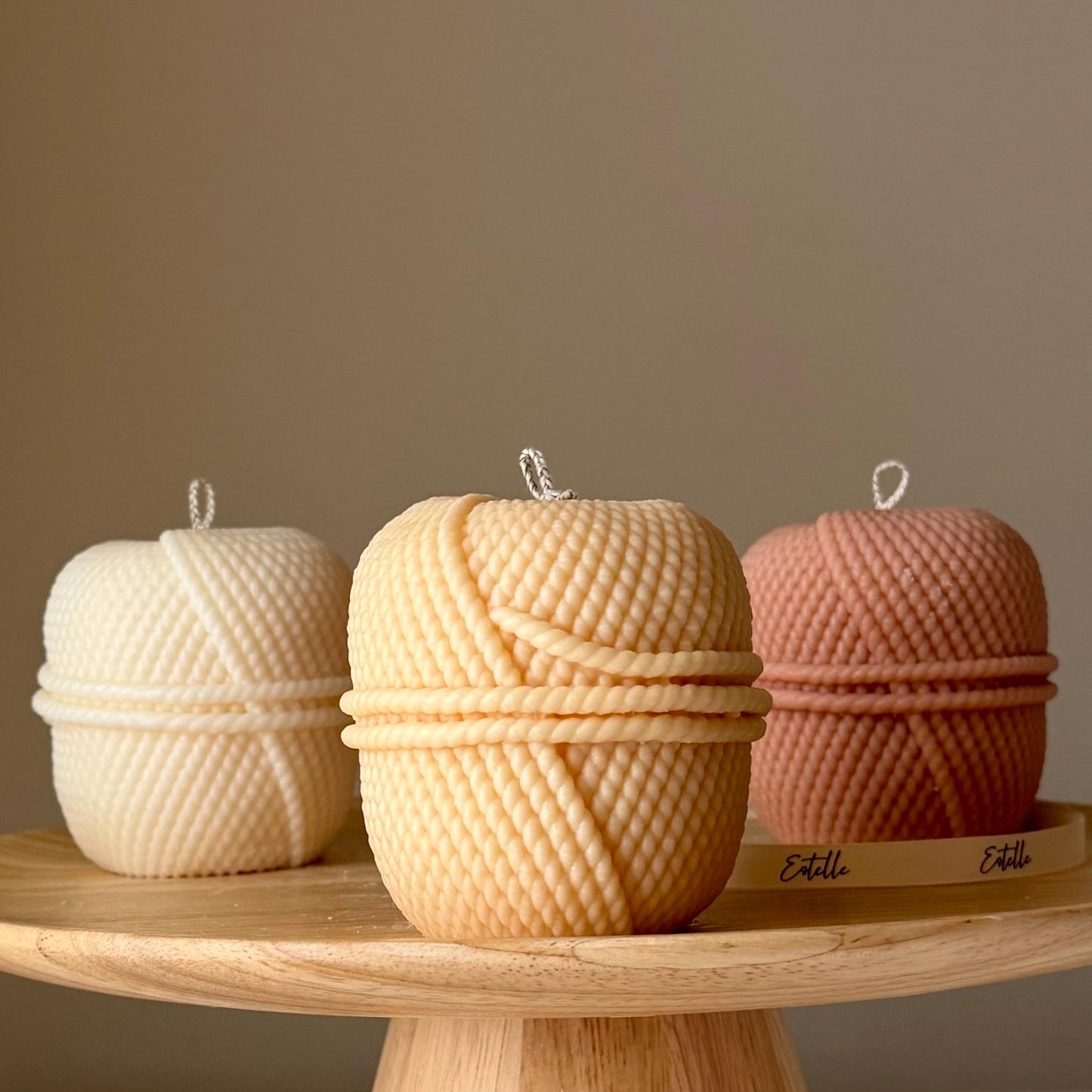 Knitting Wool Pillar Candle