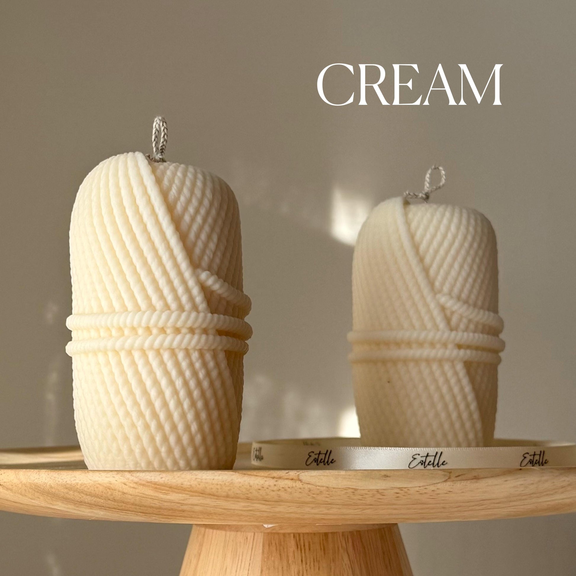 Knitting Wool Soy Pillar Candle: Handmade Home Decor