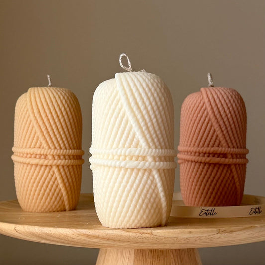 Knitting Wool Pillar Candle