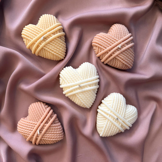 Knitting Wool Heart Candle