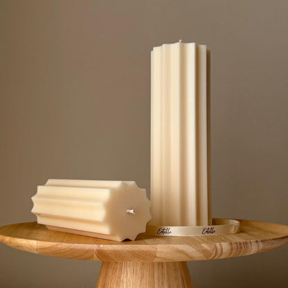 Classic Ribbed Pillar Candle Set