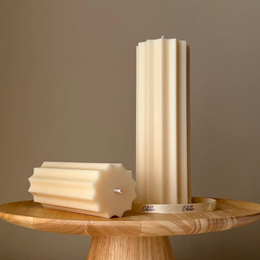 Classic Ribbed Pillar Candle Set