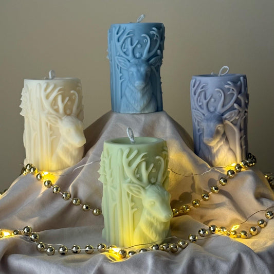 Christmas Reindeer Pillar Candle