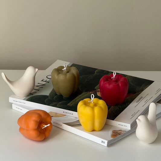 Bell Pepper Shaped Candle | Veggie Candle | Scented Candle | Soy Wax Vegan Candle | Pillar Candles | Minimalist Decor| Housewarming Gift