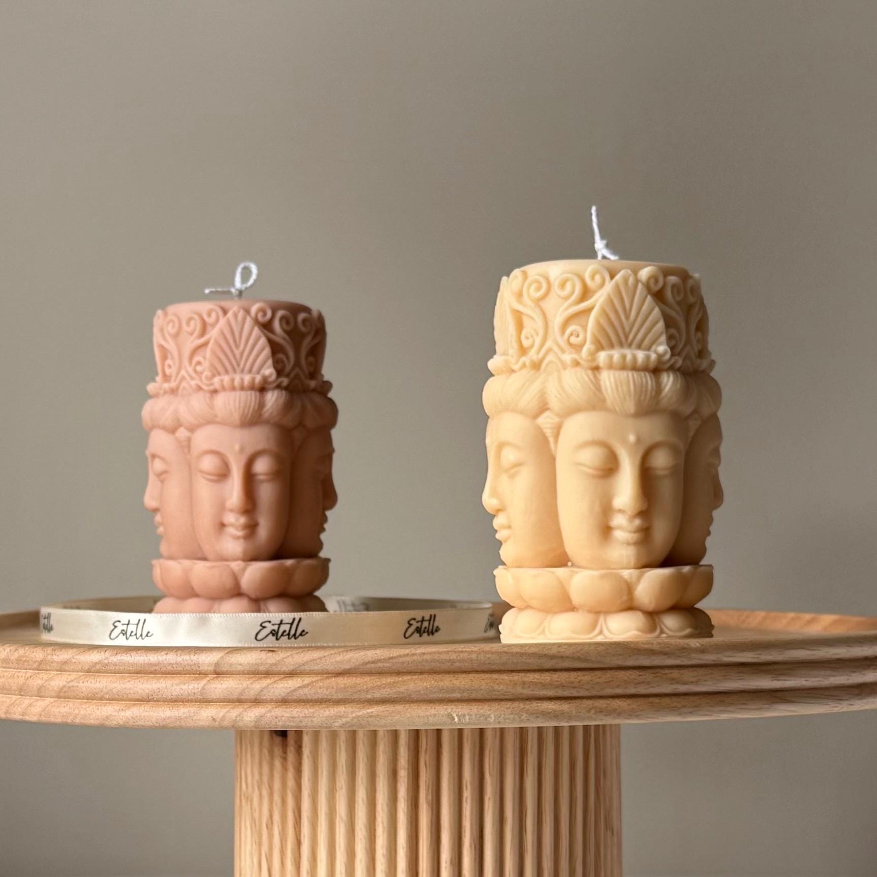 Buddha Face Pillar Candle| Shaped Soy Candle| New Home Gift Idea| Handmade Gift| House Warming Gift| Home Decor| Pillar Candle| Table Decor