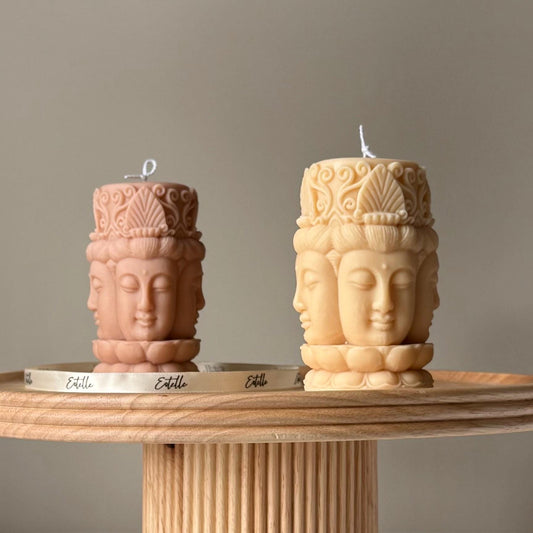 Buddha Face Pillar Candle| Shaped Soy Candle| New Home Gift Idea| Handmade Gift| House Warming Gift| Home Decor| Pillar Candle| Table Decor