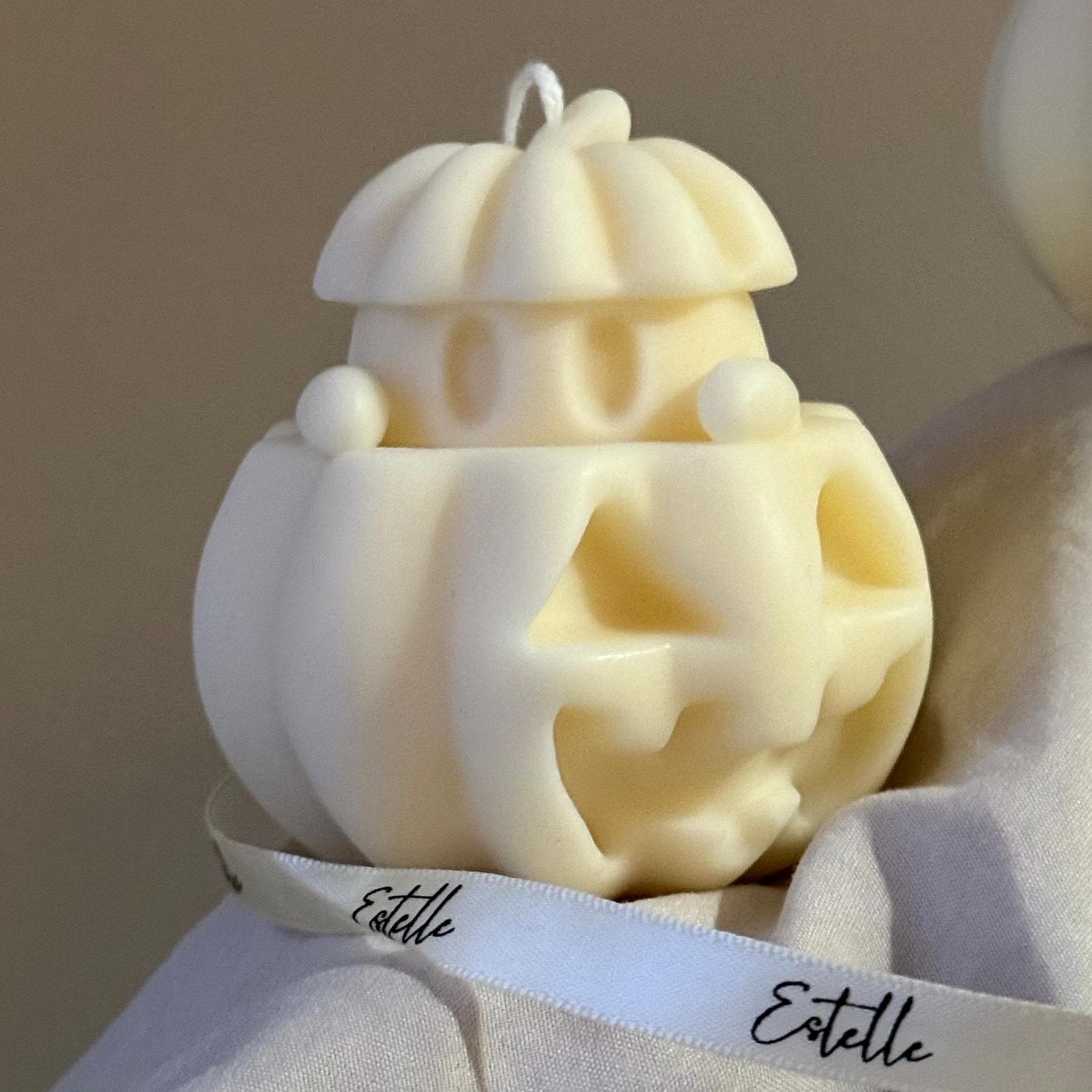 Cute Halloween Ghost With Pumpkin Candle