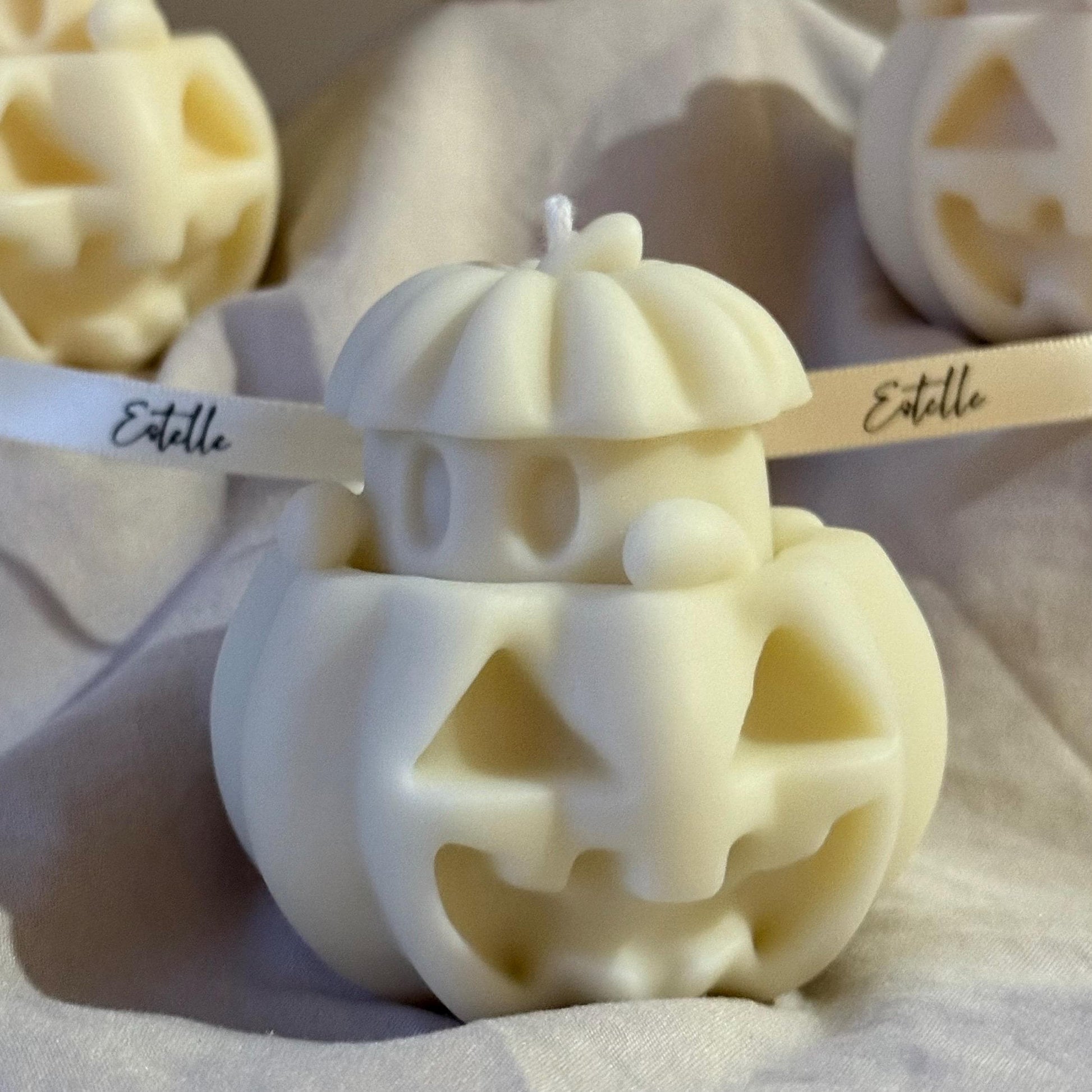 Cute Halloween Ghost With Pumpkin Candle