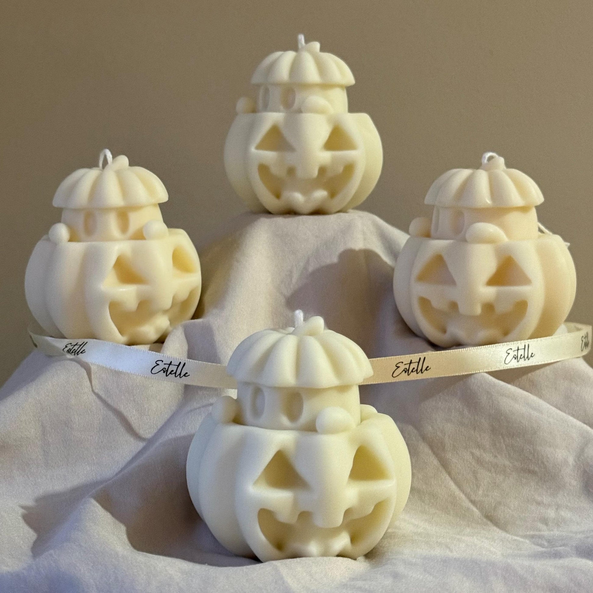 Cute Halloween Ghost With Pumpkin Candle