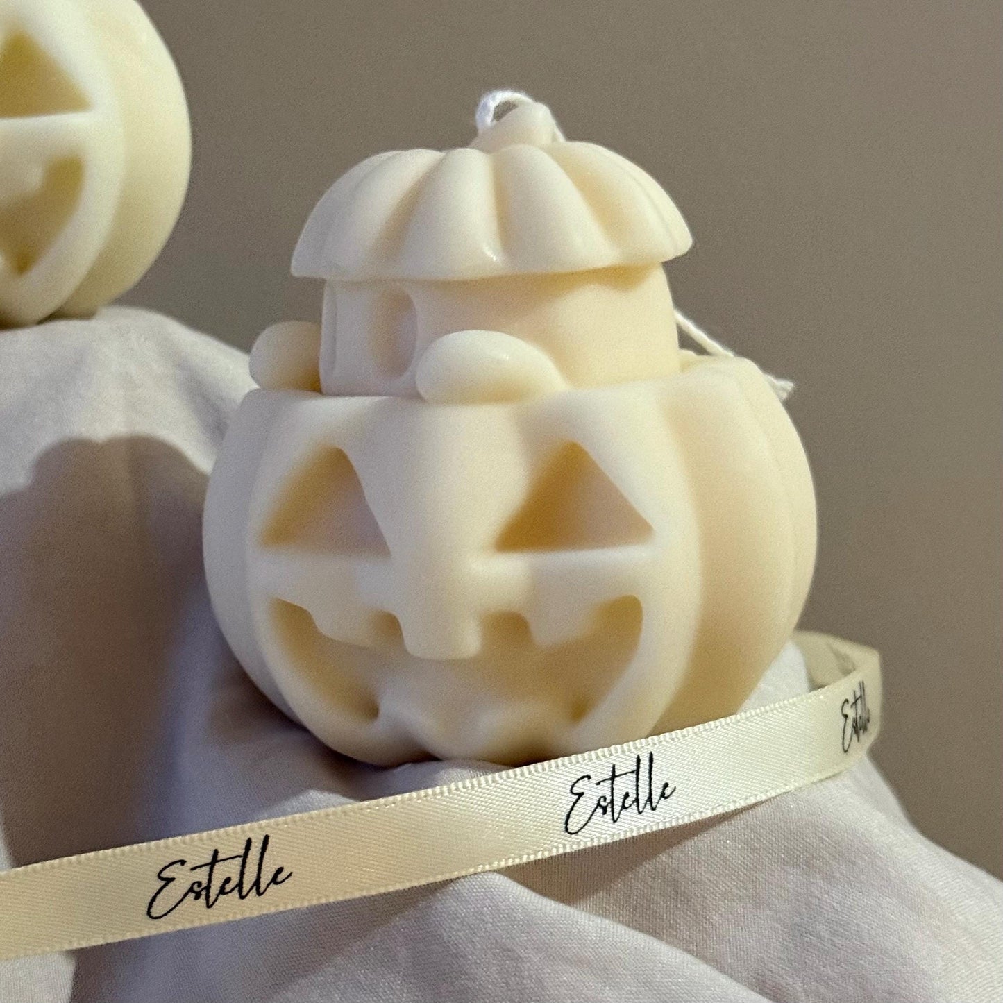 Cute Halloween Ghost With Pumpkin Candle