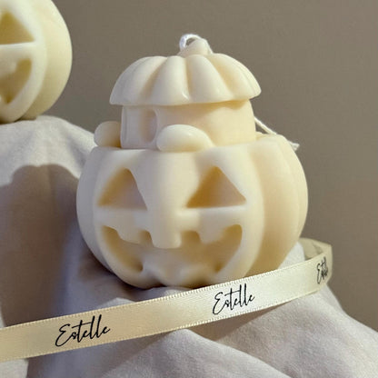 Cute Halloween Ghost With Pumpkin Candle