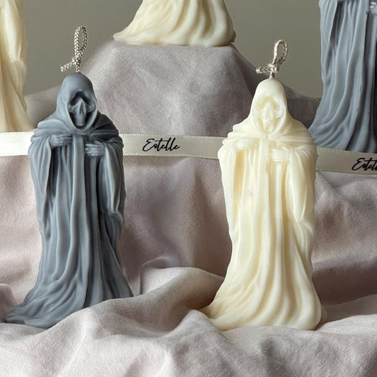 Handmade Ghost Candle: Spooky Halloween Decor, Soy Wax
