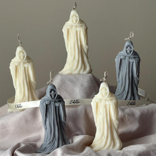 Handmade Ghost Candle: Spooky Halloween Decor, Soy Wax