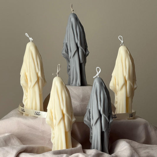 Handmade Ghost Candle: Spooky Halloween Decor, Soy Wax