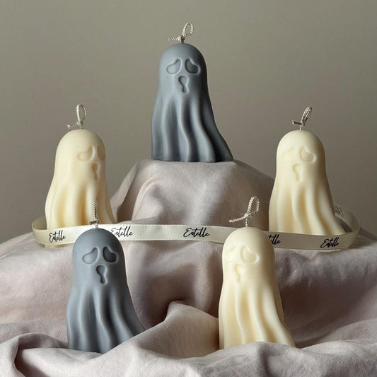 Scary Handmade Ghost Candle: Halloween Soy Wax Decor