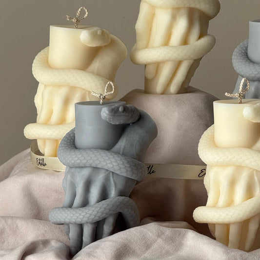 Snake Pillar Candle: Serpent Design Candle, Mystical Decor, Gothic Home Accent