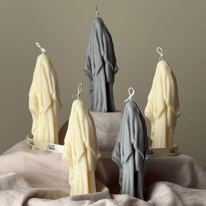 Handmade Ghost Candle: Spooky Halloween Decor, Soy Wax