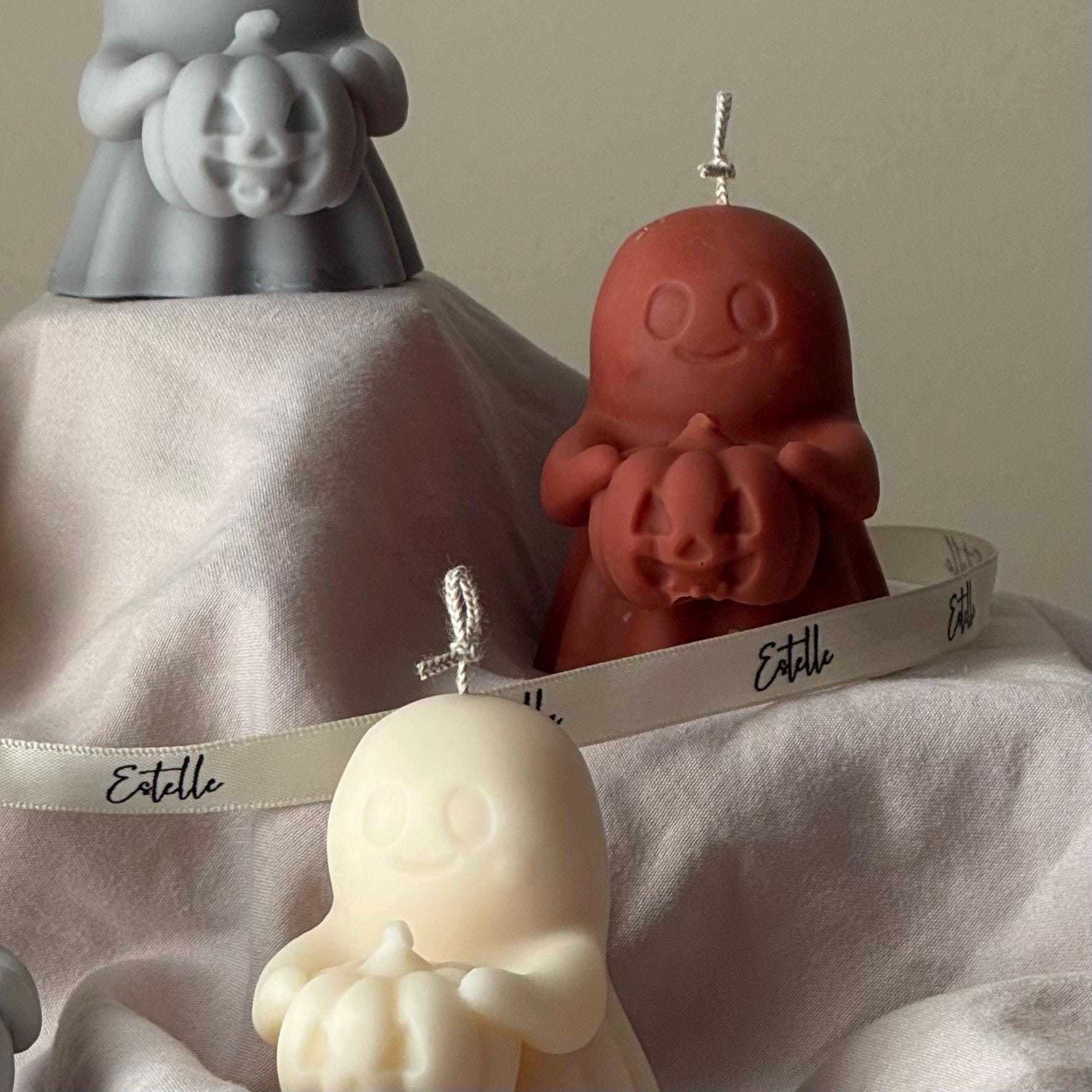 Halloween Ghost with Pumpkin Candle: Handmade Soy Wax Autumn Gift