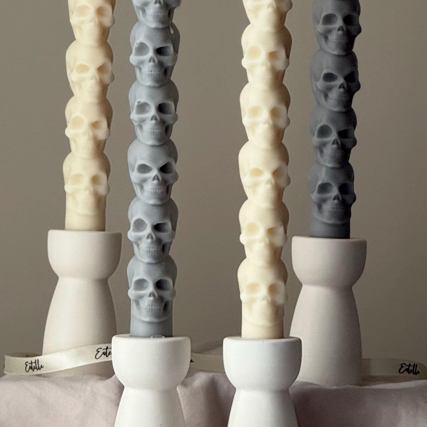 Hand Poured Soy Wax Skull Taper Candle: Halloween Decor