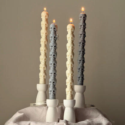 Hand Poured Soy Wax Skull Taper Candle: Halloween Decor