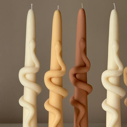 Snake Taper Soy Wax Candle: Decorative Column Pillar Candle